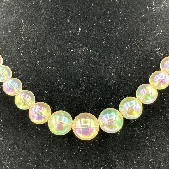 Vintage Beaded Necklace Iridescent Soap Bubble Beads 16” - Picture 3 of 10